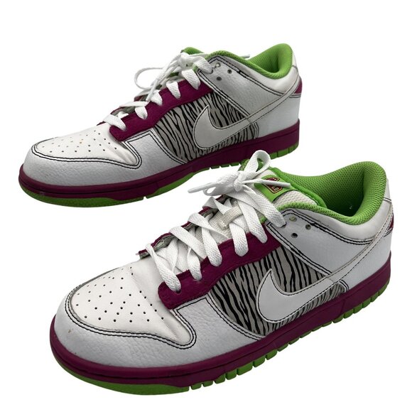 Nike Dunk Low Pro SB Womens 9 RARE Zebra White Burgundy Green Sneakers Skater - Picture 1 of 10